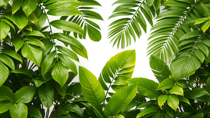 Obraz premium Tropical Green Leaves foliage, Jungle Plant bushes isolated on white background with clipping path included.