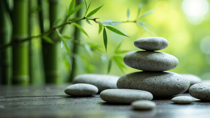 Serene Spa Stones and Bamboo Isolated on Transparent Background for Wellness and Relaxation Marketing