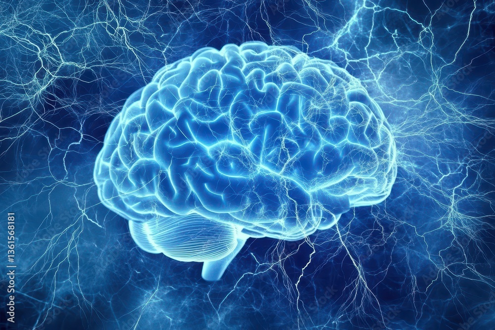 Leinwandbilder concept of continuous electrical activity represented through a glowing brain illustration, an abstr