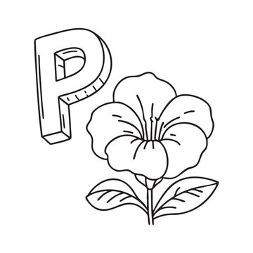 recommend clip art: An illustration of letter P stand for petunia