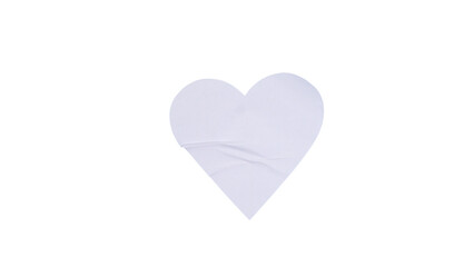 White heart shaped blank paper sticker label isolated on transparent background