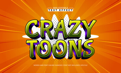 crazy toons editable text effect with a comic and cartoon text style