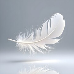 Obraz premium 3D Render of Soft White Feather Floating – Tranquility & Mindfulness Theme