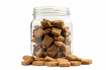 Dog Biscuits in a Glass Jar, isolated on a white background