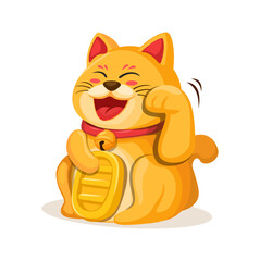 Maneki Neko Mascot Cartoon Illustration Vector