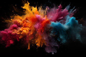 Fototapeta premium Color liquid ink splash abstract background rainbow art. Holi paint rainbow multi colored