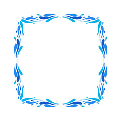 Abstract Water Splash Frame Vector Design. Blue Liquid Wave Border Decoration