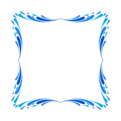 Abstract Water Splash Frame Vector Design. Blue Liquid Wave Border Decoration
