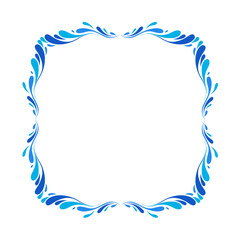 Abstract Water Splash Frame Vector Design. Blue Liquid Wave Border Decoration
