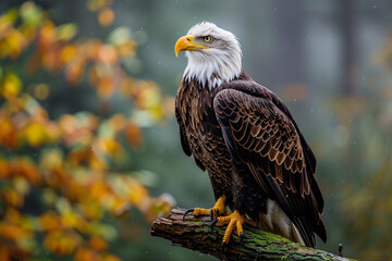 A bald eagle perched on a forests