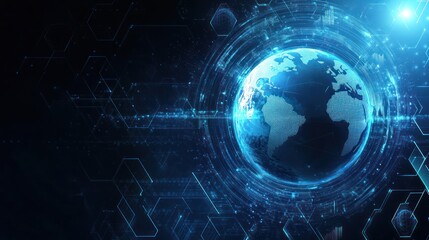Digital Earth, Futuristic World Map, Abstract Background, Data Visualization, Graphic design for presentations
