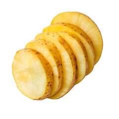Fresh sliced potato pieces isolated on transparent background