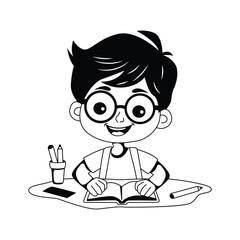 Reading the Book Vector Style Outline illustration. Eps 10 File 