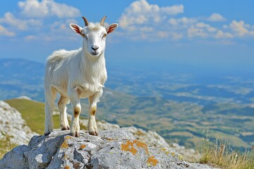 Obraz premium A mountain goat standing on a stony hillside