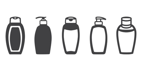 Shampoo Bottle Icons Silhouette Vector Set