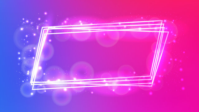 Neon frame with shining effects and sparkles