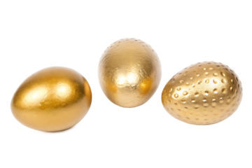 set of golden egg isolated on transparent white background PNG. GENERATIVE AI