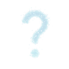 Futuristic holographic question mark symbolizing technology and curiosity floating on a white digital backdrop