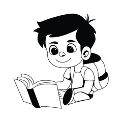 Joy of reading  Vector Style Outline illustration. Eps 10 File 