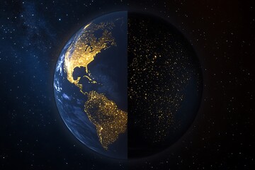 Fototapeta premium An Awe-Inspiring Space View of Earth on a Starry Night with the Milky Way