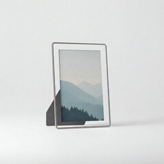 Fototapeta premium Tablet PC with mountains on a white background. 3d rendering