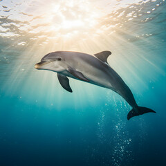 Obraz premium The Playful Dolphin in Crystal-Clear Waters
