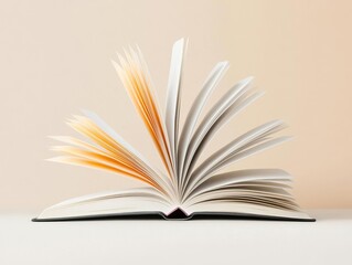 Fototapeta premium An open book with dynamic pages, representing knowledge and engagement with literature.