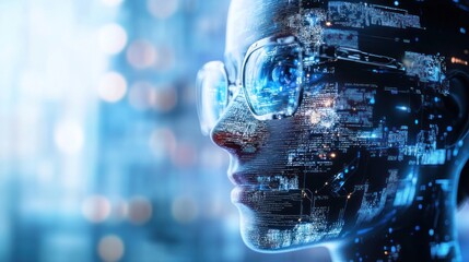 Digital domain: a futuristic profile of an artificial intelligence entity with glasses