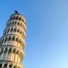 Captivating image of leaning tower of pisa italy stock photo clear blue sky upward angle architectural wonder