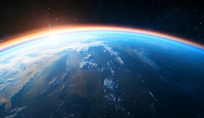 Obraz premium A breathtaking view of Earth from space, showcasing vibrant colors and the curvature of the planet.