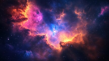 Fototapeta premium Vibrant cosmic nebula displaying colorful gas and dust in deep space during a stellar formation