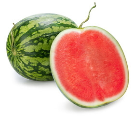 Red watermelon  on white background. Watermelon seedless tropical fruit isolate on white with clipping path.