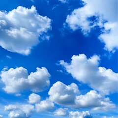 Obraz premium Bright Blue Sky with Fluffy White Cumulus Clouds