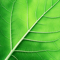 Obraz premium Close Up Detailed Green Leaf Texture, Macro Photography of Plant Veins and Foliage