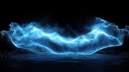 Abstract tunnel of glowing blue particles on a black background, evoking futuristic and dynamic motion.