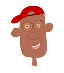 Cartoon little boy. Vector illustration of young teenager outlined. Boy head drawing