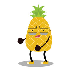 Cute cartoon characters pineapple. Mascot. Suitable for flat design graphic illustration, clip art, stickers, etc
