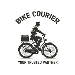 Fototapeta premium vector logo illustration of a bicycle courier