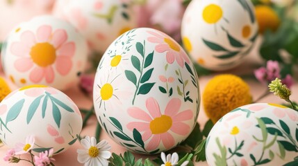 Fototapeta premium Floral Easter Eggs: A Springtime Delight