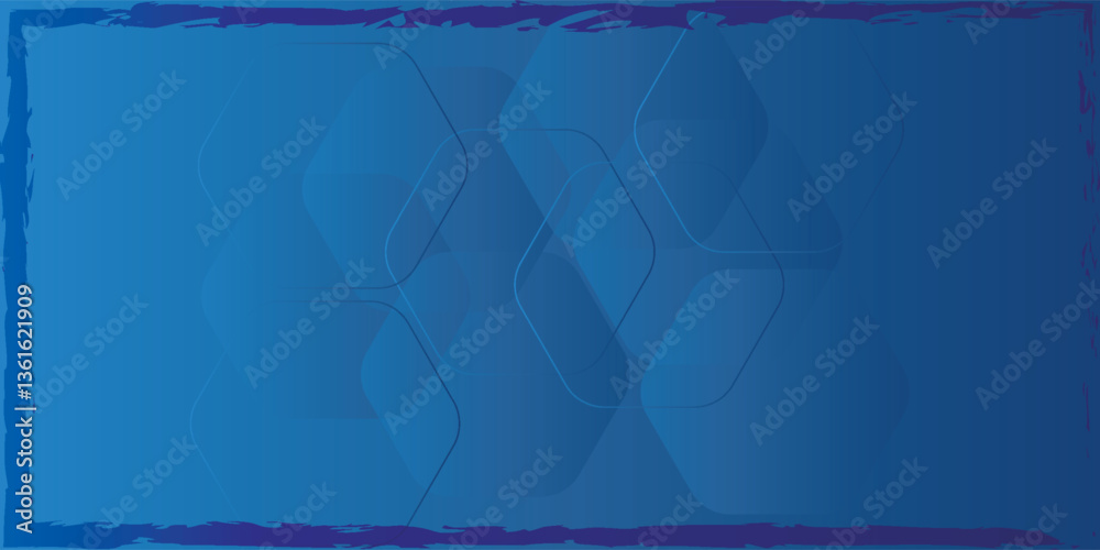 Wall mural modern abstract blue background with glowing geometric lines. blue gradient hexagon shape design. ve