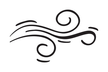 wind gust cartoon icon doodle hand drawn. Outline drawing wind gust cartoon line clipart symbol