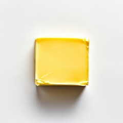 A solitary pat of butter on a clear background