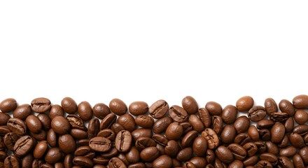 Coffee Beans Border on White Background for Menu or Cafe Design