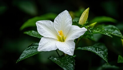 Fototapeta premium White flower with water droplets