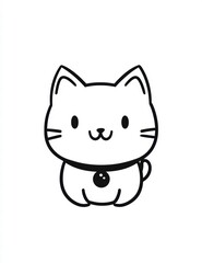 Obraz premium Cute Cartoon Cat: A charming cartoon cat, drawn in a minimalist style, conveys a sense of innocence and playful energy. with a simple yet endearing design.