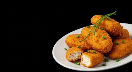 黄金色に輝くチキンナゲット、食欲をそそる美しい盛り付け