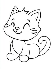 Obraz premium Smiling Kitten Line Art: This cheerful line drawing captures the adorable charm of a smiling kitten, with clean lines and a minimalist aesthetic.