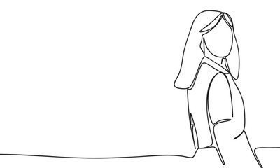 Woman one line continuous isolated on white background. 