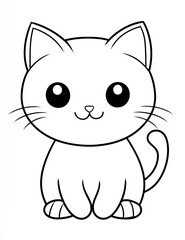 Obraz premium Cute Cartoon Kitten: A delightful outline illustration of a sweet kitten, ready for creative coloring. The simplicity of the line art enhances its playful charm, perfect for artistic endeavors.