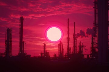 Fototapeta premium Sunset over industrial complex